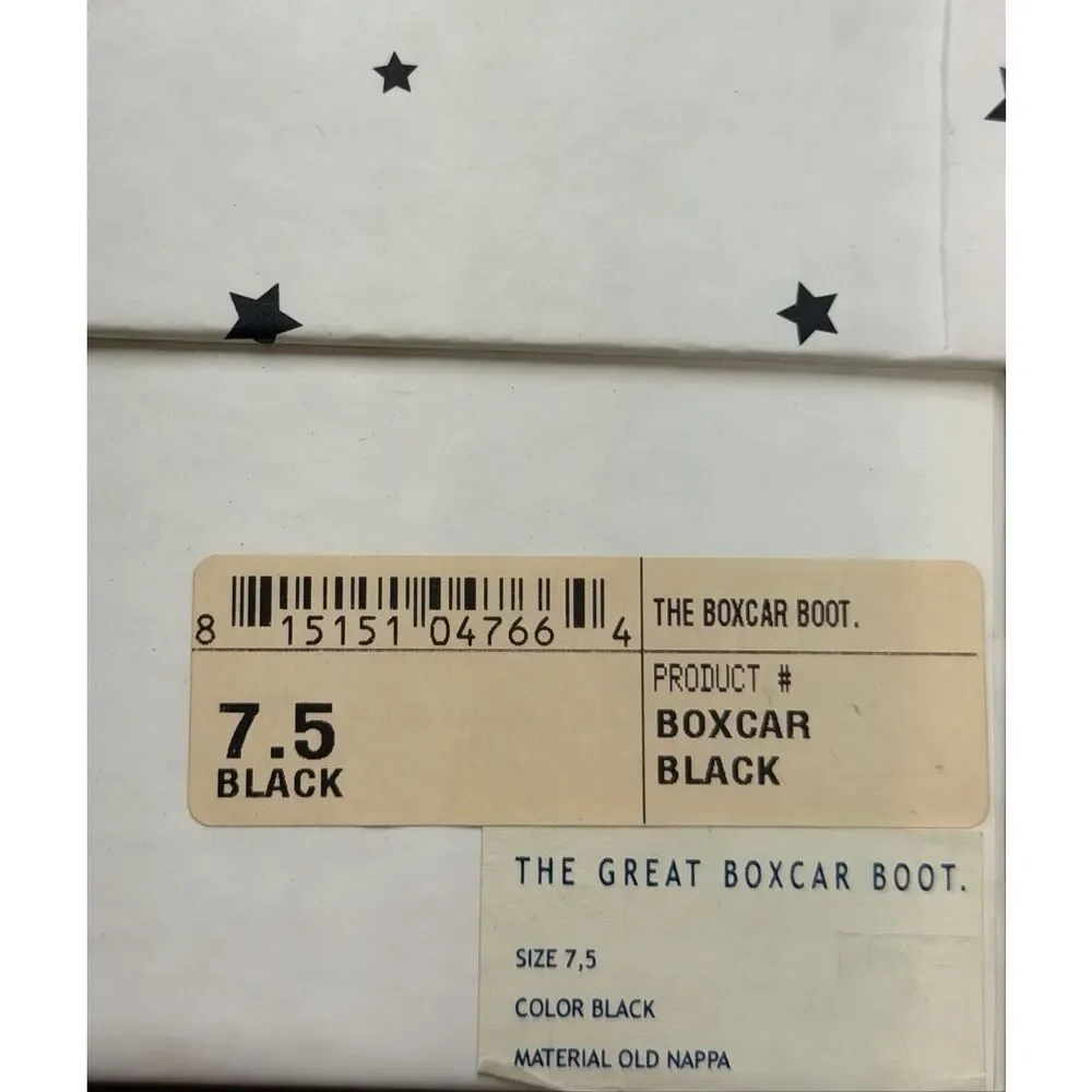 THE GREAT Distressed Boxcar Boot in Black NWB Size 7 1/2